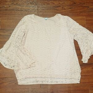 Avenue Lace Overlay Bell Sleeve Blouse Size 22w